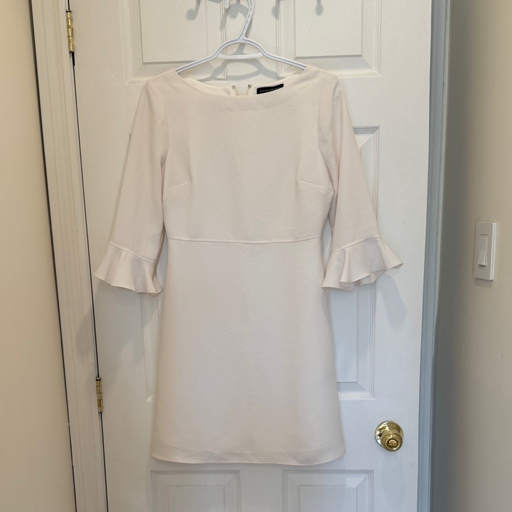 Banana Republic Cream Mini Dress with Ruffle Sleeves
